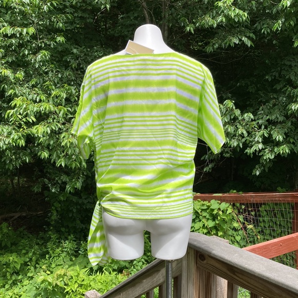 Michael Kors batwing lime green striped hip tied top size S NWT - Picture 4 of 6
